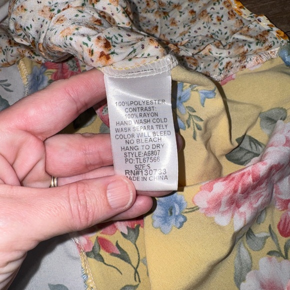 Umgee USA Boho Floral Patchwork Dress Small Ruffle Neck - Picture 5 of 8